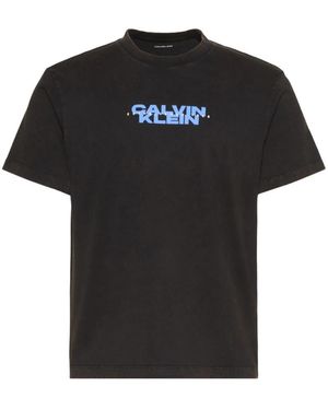 Calvin Klein Tops ,Zwart ,Katoen Washed Spine Graphic Tee