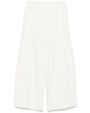 Low Classic Weiße Plissierte Hose Mit Taschen