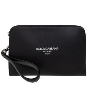 Dolce & Gabbana Schwarze Lederclutch Mit Reißverschluss