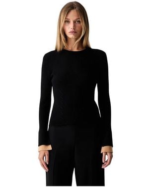 Twinset Truien & Vesten ,Zwart ,Polyester Pullover Met Gelaagd Effect