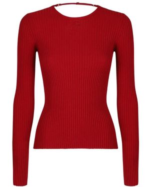Courreges Truien & Vesten ,Rood ,Lingerie Detail Gebreide Trui