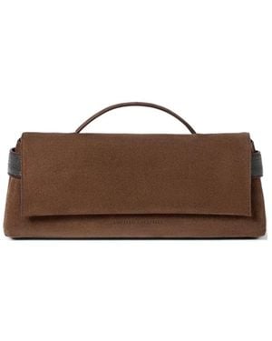 Brunello Cucinelli Tassen ,Bruin ,Leer Leren Clutch