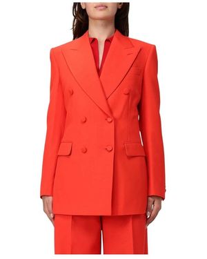 Brioni Jassen ,Rood ,Leer Double-Breasted Blazer Jasje Met Reverskraag En Klepzakken