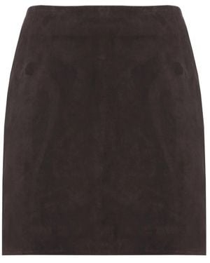 ROTATE BIRGER CHRISTENSEN Rokken ,Bruin ,Leer Suede Mini Bell Skirt - Zwart