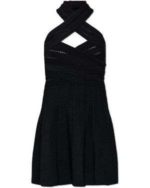 Balmain Kleedjes ,Zwart ,Leer Off-Shoulder Jurk