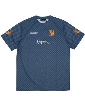 DOLLY NOIRE Blaues Herren-T-Shirt Mit Siebdruck