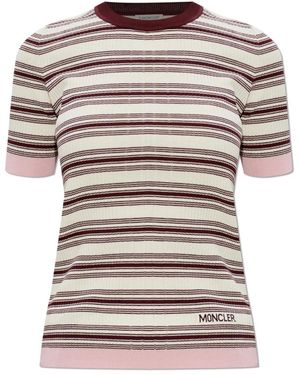 Moncler Truien & Vesten ,Veelkleurig ,Katoen Gestreept Katoenen Polo Met Korte Mouwen - Meerkleurig