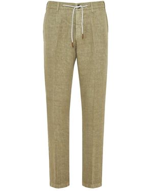 Eleventy Leinenhose mit kordelzug - Grün