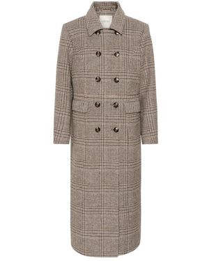 Cream Double-Breasted Coats - Marrón