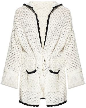 Akep Truien & Vesten ,Wit ,Katoen Gehaakt Vest Met Capuchon