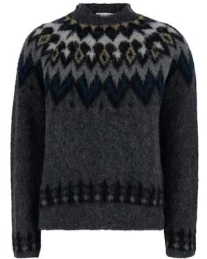 Jucca Truien & Vesten ,Grijs ,Wol Sweater Met Noors Motief - Zwart