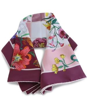 Gucci Accessoires ,Veelkleurig ,Mini Blocks Flora Twill Sjaal - Paars