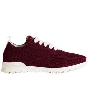 Kiton Burgunder Kaschmir Strick Sneakers - Lila
