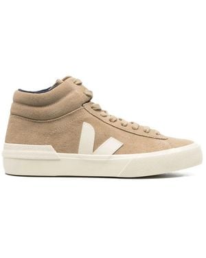 Veja V-Logo Suede Hi-Top Trainers - Natural