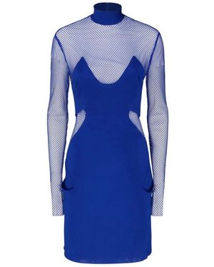 Tom Ford High Neck Mesh Mini Dress - Blue