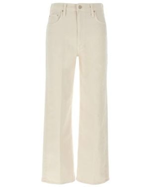 Mother Straight Trousers - Natural