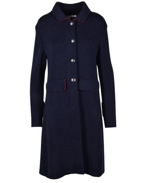 Charlott Strickmantel Mit Druckknöpfen - Blau