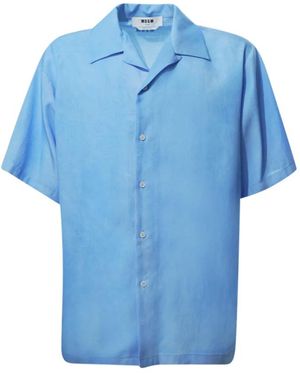 MSGM Bowling Kurzarmhemd - Blau
