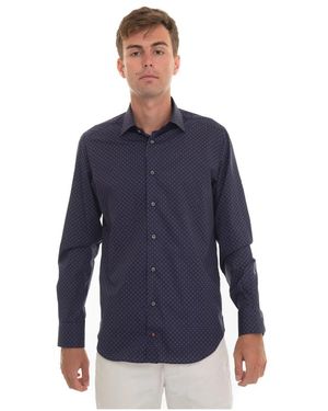Carrel Flower Fantasy Dress Shirt - Blau
