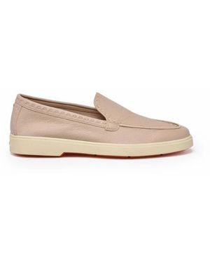 Santoni Mocassino Pelle Martellata - Naturel
