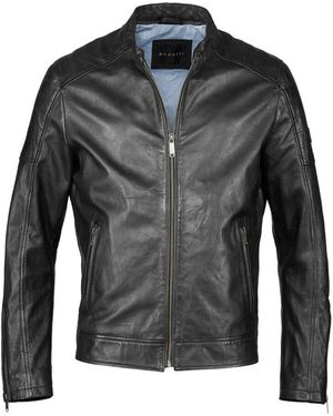 Bugatti Klassische Lederjacke Mit Stehkragen - Schwarz