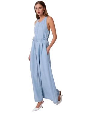 Gaelle Paris Vestido Largo Peto Vaquero - Blauw