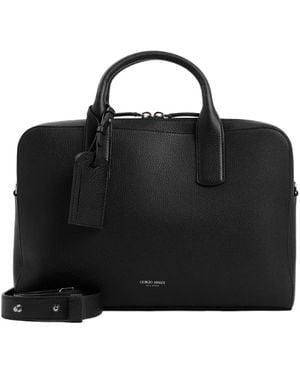 Giorgio Armani Borsa in pelle nera elegante uomo moderno - Nero