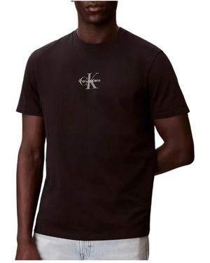 Calvin Klein Tops ,Zwart ,Katoen Monogram Logo T-Shirt