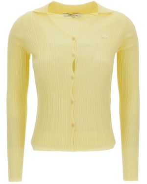 Maison Kitsuné Truien & Vesten ,Geel ,Katoen Cardigan Met Knopen