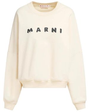 Marni Hoodies & Sweatvesten ,Zwarte Natuurlijk Logo Sweater - Wit