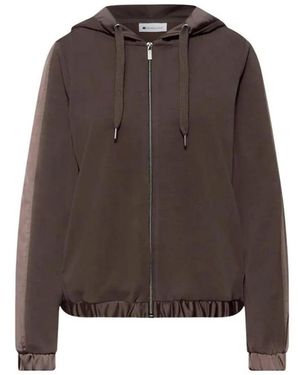 Street One Hoodies & Sweatvesten ,Bruin ,Modal Hoodie Met Kangoeroezak