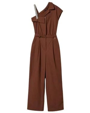 Twinset Jumpsuits & Playsuits ,Bruin ,Katoen Actitude Revive One-Shoulder Jumpsuit