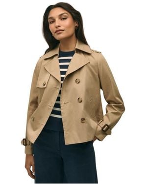 Brooks Brothers Cropped Double-Breasted Supima Twill Trench Coat - Braun