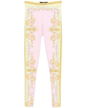 Versace Broeken ,Veelkleurig ,Leggings Met Print - Roze