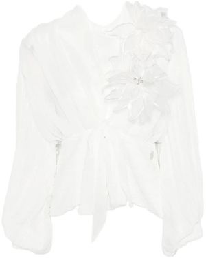 Babylon Bluse Mit Blumenapplikation - Weiß