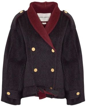 Alberta Ferretti Jassen ,Grijs ,Wol Korte Wollen Erwtenjas - Blauw