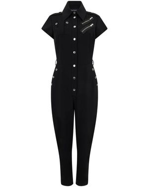 Moschino Jumpsuits & Playsuits ,Zwart ,Katoen Jumpsuit Met Korte Mouwen En Geborduurde Details