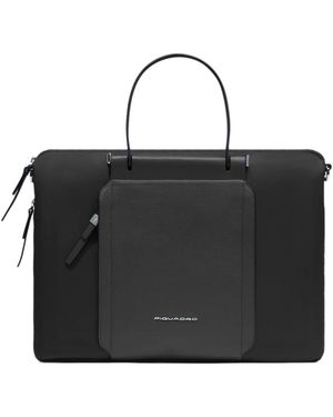 Piquadro Tassen ,Zwart ,Leer Slim Laptop Tas 15,6"