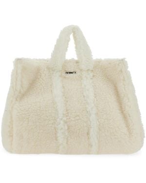 Sunnei Tassen ,Wit ,Polyester Teddy Fleece Bag - Naturel