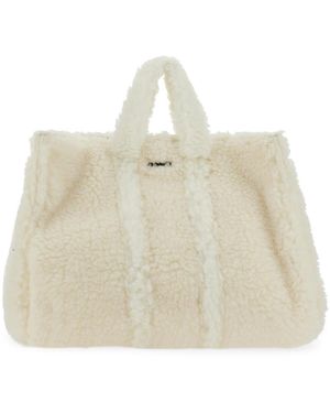 Sunnei Tassen ,Wit ,Polyester Teddy Fleece Bag - Naturel