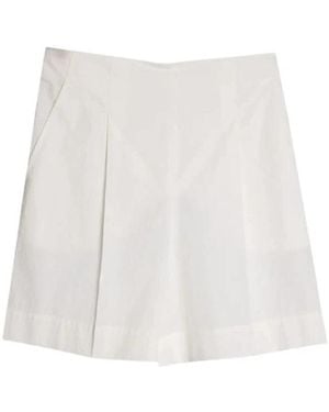 Max Mara Korte Broeken ,Wit ,Katoen Geplooide Shorts