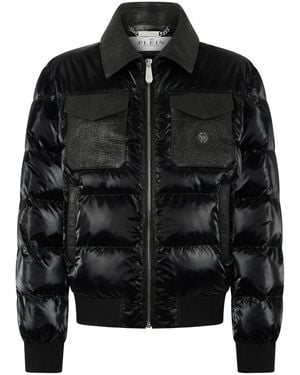Philipp Plein Jassen ,Zwart ,Nylon Nylon Jacket Cocco