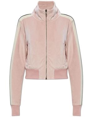 Palm Angels Hoodies & Sweatvesten ,Roze ,Velvet Sweatshirt Met Opstaande Kraag