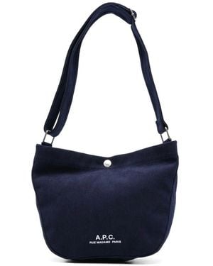 A.P.C. Blauwe Corduroy Besace Journal Tas