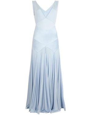 Self-Portrait Maxi-Jurk Met Wijde Halslijn - Blauw