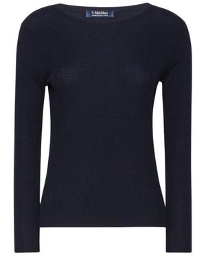 Max Mara Truien & Vesten ,Blauw ,Wol Trui Van Geribbelde Wol