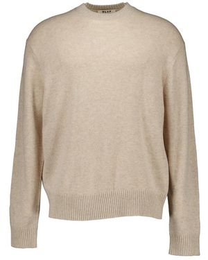 OLAF HUSSEIN Essential Melange Strickpullover Mit Rundhalsausschnitt - Natur