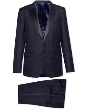 Dolce & Gabbana Tailored Tweedelig Pak Met Contrasterende Revers - Blauw