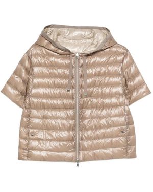 Herno Jassen ,Korte Mouwen Hooded Jas Met Ritssluiting - Naturel