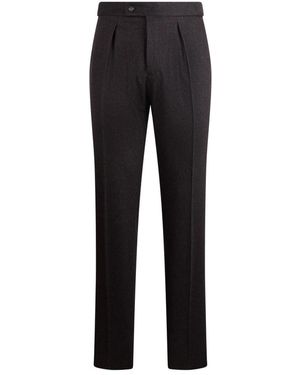 Slowear Broeken ,Zwart ,Wol Rechte Broek Van Scheerwolmix